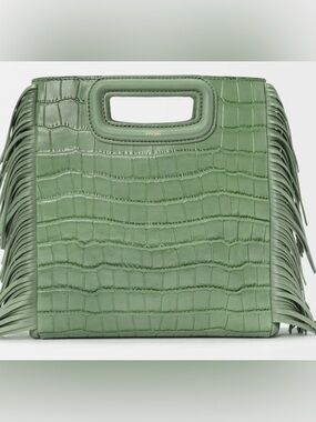 Maje  M bag in crocodile-effect leather Green